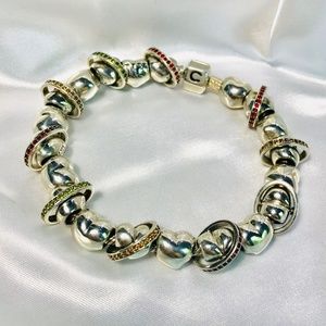 Chamilia Bracelet-20 Heart Charms-All 925 Sterling